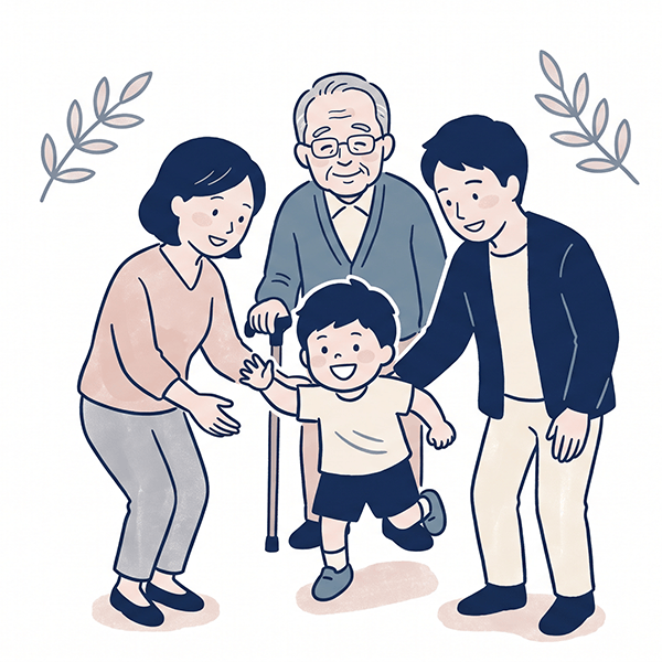 子どもと保護者が寄り添うイラスト
