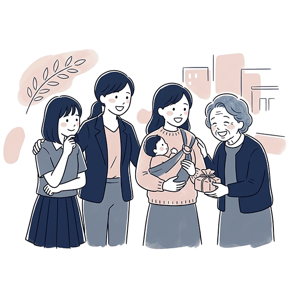さまざまな世代の女性が並ぶイラスト